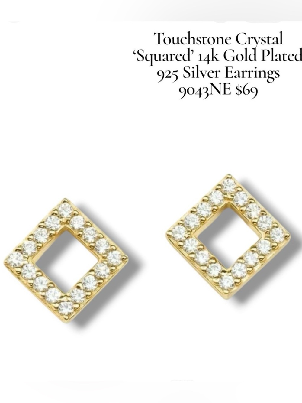 NWT Touchstone “Square One Earrings, Golden”; LBD Collection, Retired